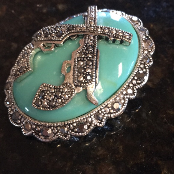 Western Rhinestone Pistols Pendant for necklace - Picture 10 of 14